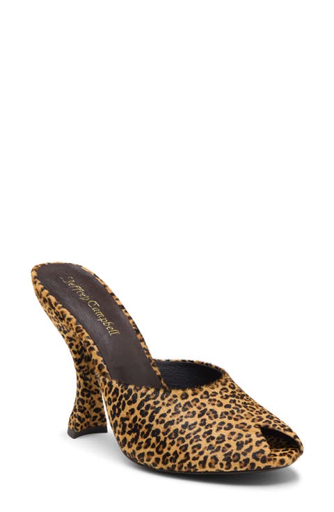 Fresa Leopard Calf Hair Peep Toe Pump
