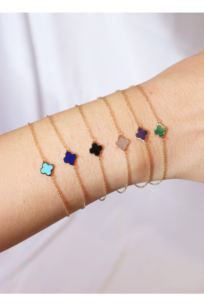 Mini Lapis Single Clover Bracelet, Alternate, color, Lapis