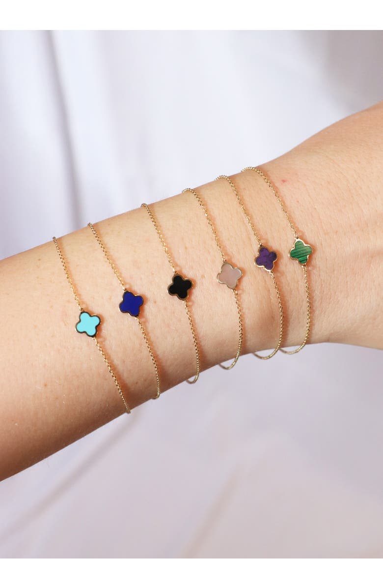 The Lovery Fine Jewelry Mini Lapis Single Clover Bracelet, Alternate, color, Lapis