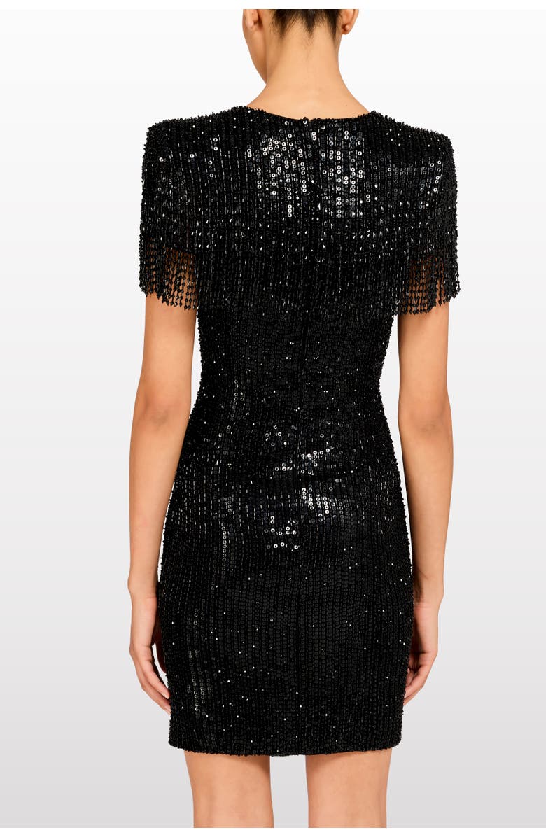 Jenny Packham Swish Sequin-Embellished Beaded Mini Dress, Alternate, color, Liquorice