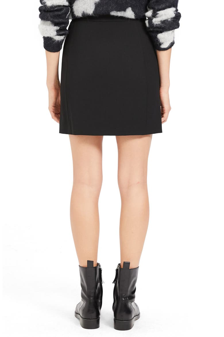 Exposed Zip Wool Blend Miniskirt, Alternate, color, BLACK