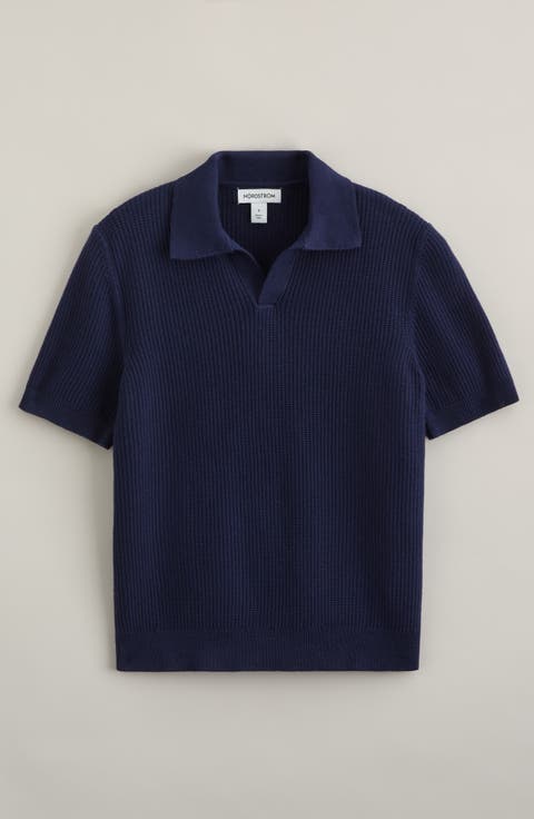 Kids' Waffle Stitch Johnny Collar Polo Sweater