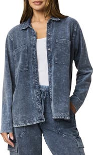 Splendid Gwen Indigo Terry Button-Up Shirt