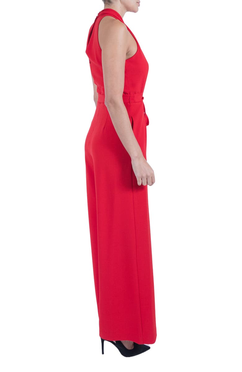 Julia Jordan Tie Waist Wide Leg Jumpsuit, Alternate, color, Red