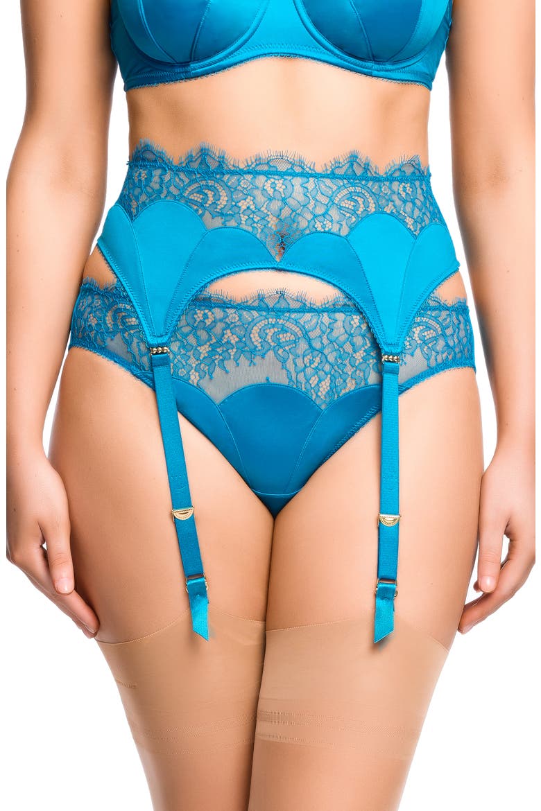 Esther Lace Trim Garter Belt, Main, color, JEWEL BLUE