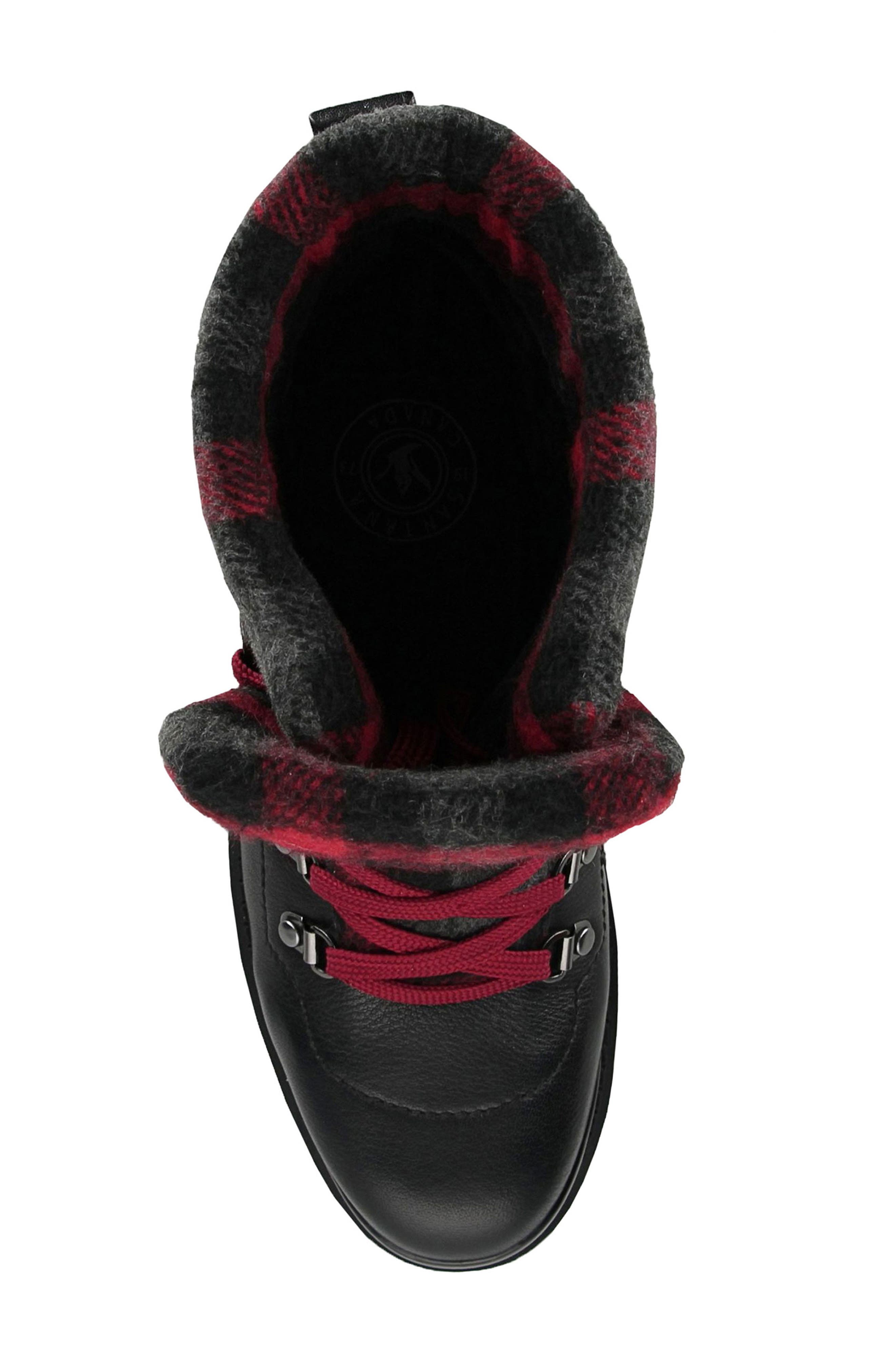 Niko Water Resistant Winter Boot, Alternate, color, BLACK / PLAID FABRIC