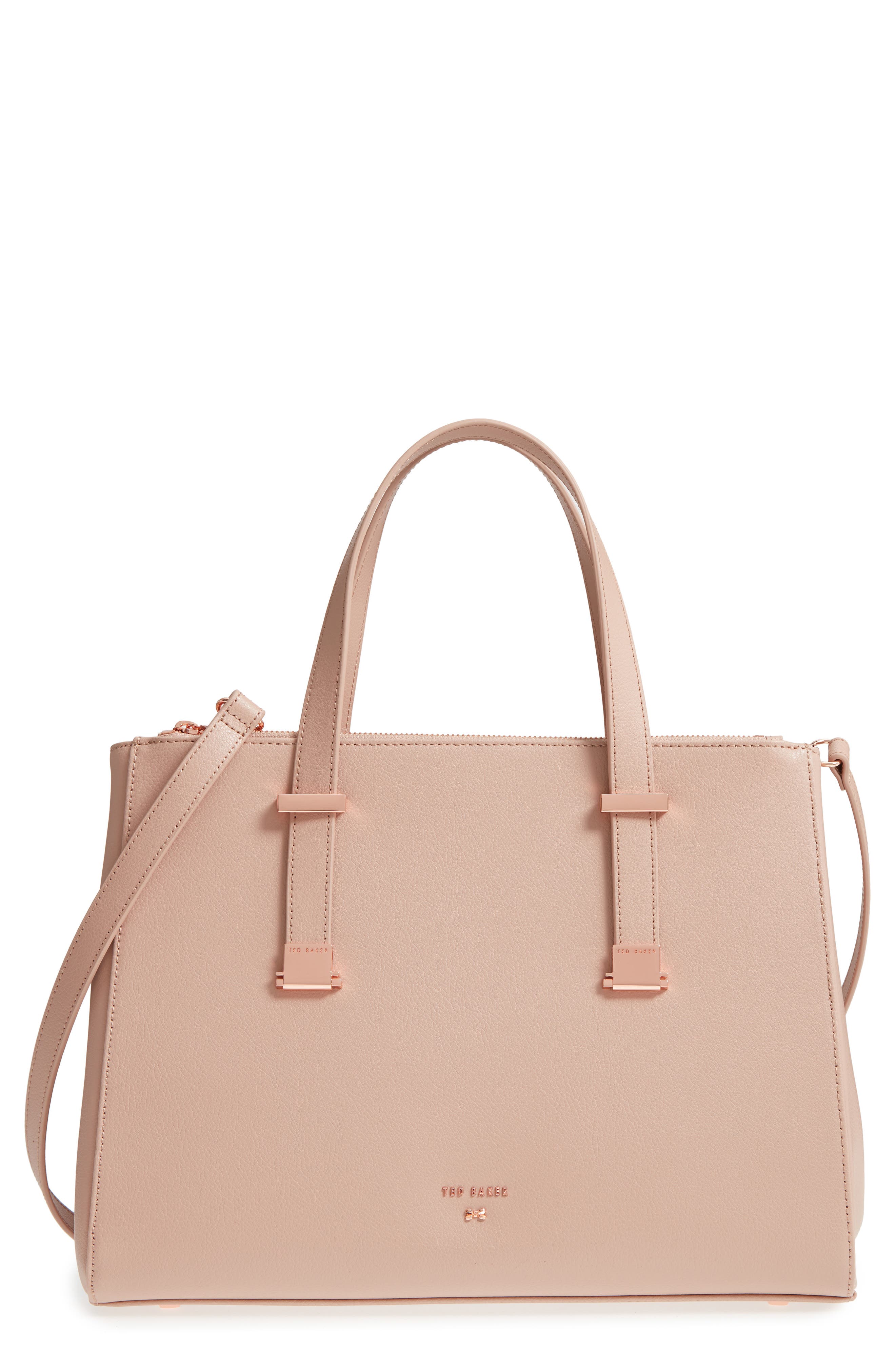 Aminaa Large Adjustable Handle Leather Shopper, Main, color, MINK