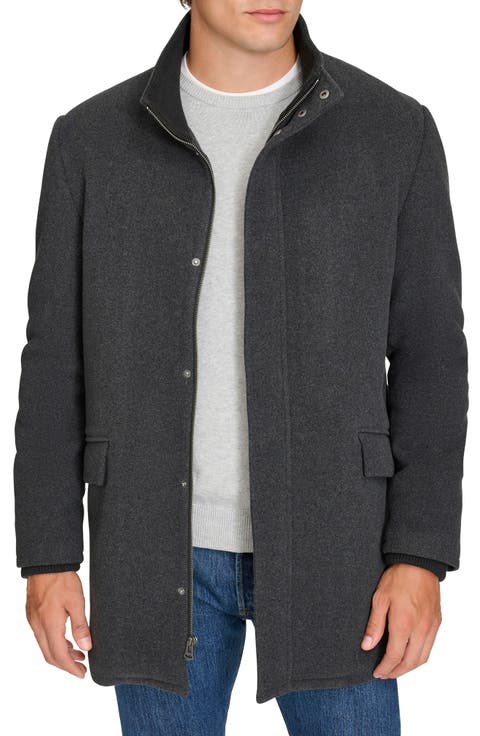 Stand Collar Wool Blend Car Coat