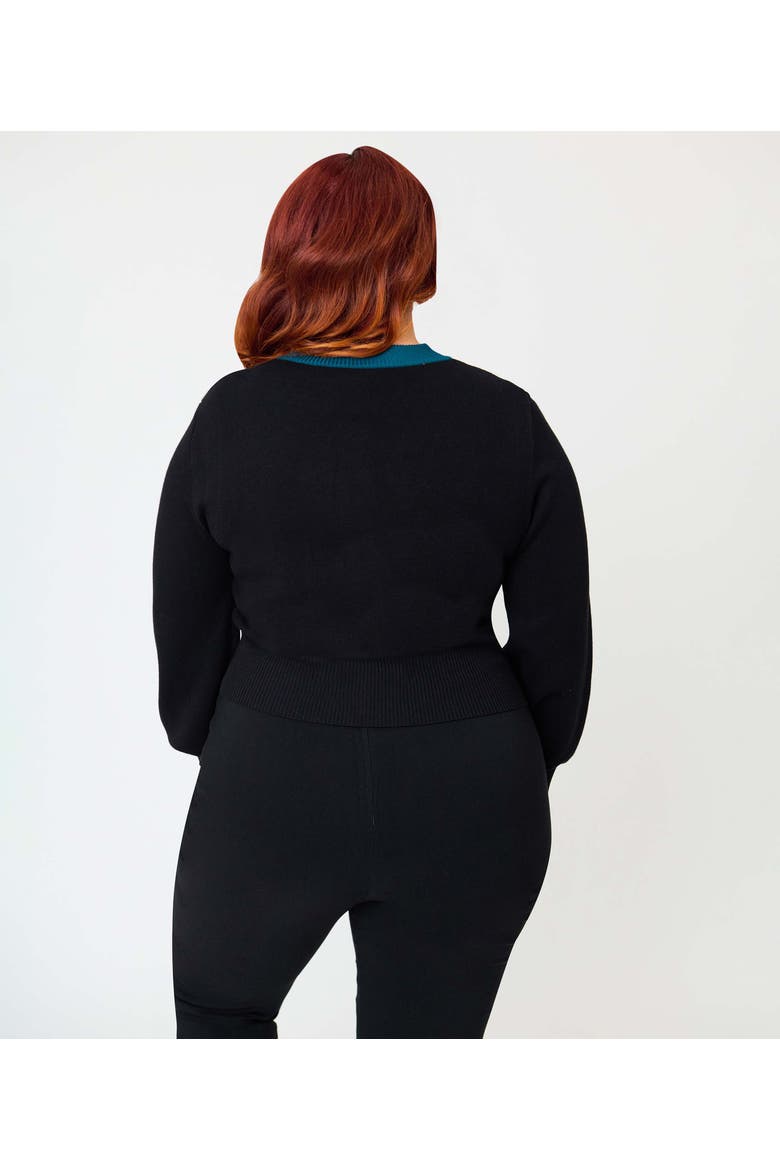 Plus Size 1950s Cropped Cardigan, Alternate, color, Black Dragon Print