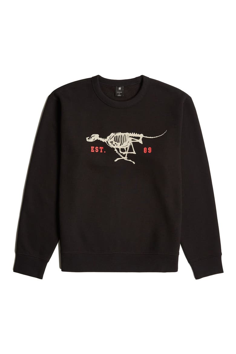 Running Dog Crewneck Sweatshirt, Alternate, color, DARK BLACK