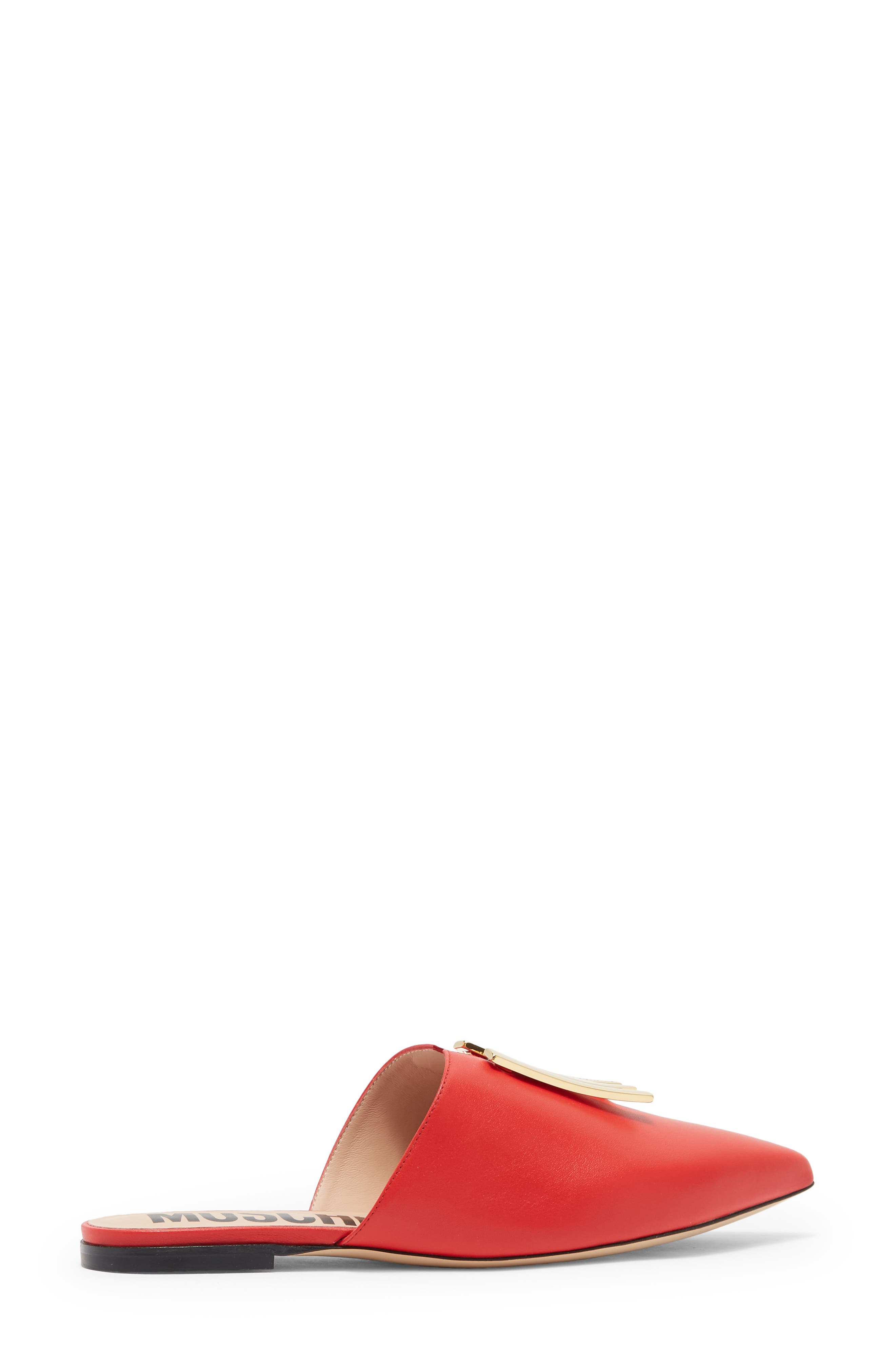Moschino Logo Pointy Toe Mule, Alternate, color, 