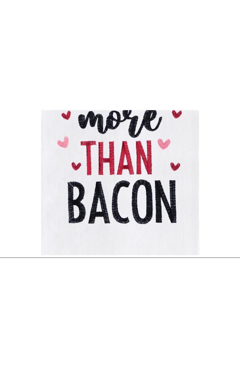 C&F Home "I Love You More Than Bacon" Piggy 100% Cotton Flour Sack Valentine's Day Dishtowel, Alternate, color, Red