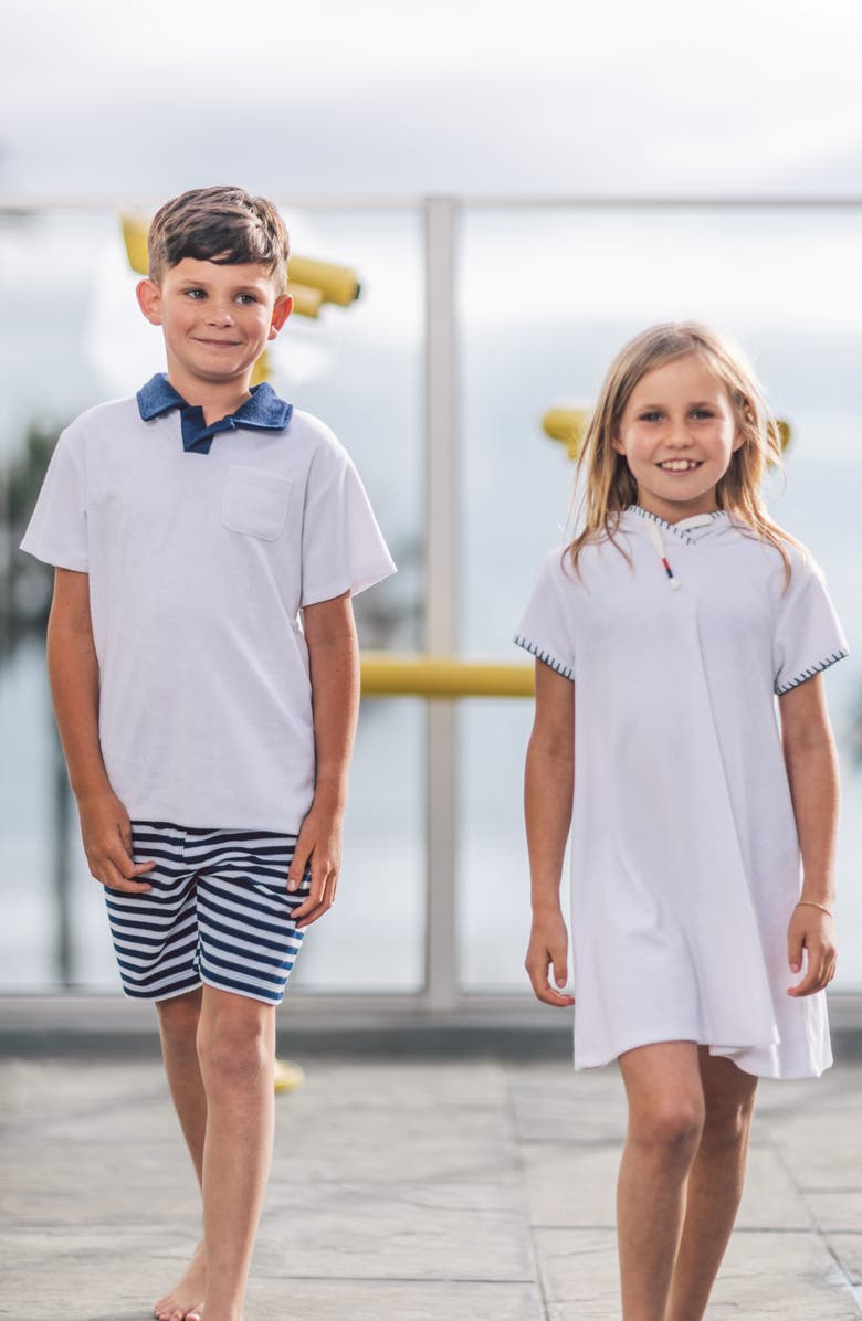 Feather 4 Arrow Kids' Coastal Stripe Terry Cover-Up Shorts, Alternate, color, Navy / White Stripe