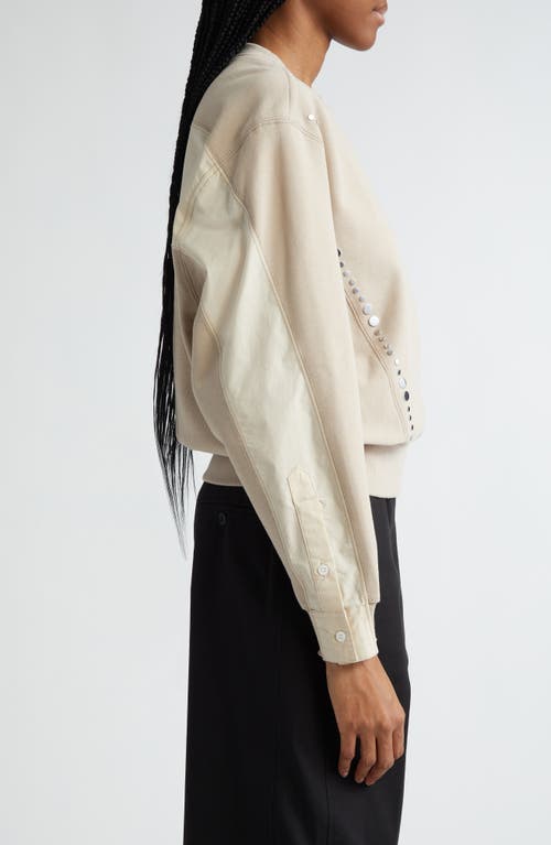 3.1 Phillip Lim Stud Detail Mixed Media Cotton Sweatshirt In Concrete