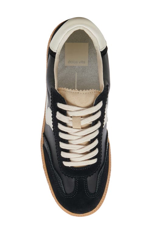 Dolce Vita Notice Black And White Leather Color Block Lace-up Sneakers