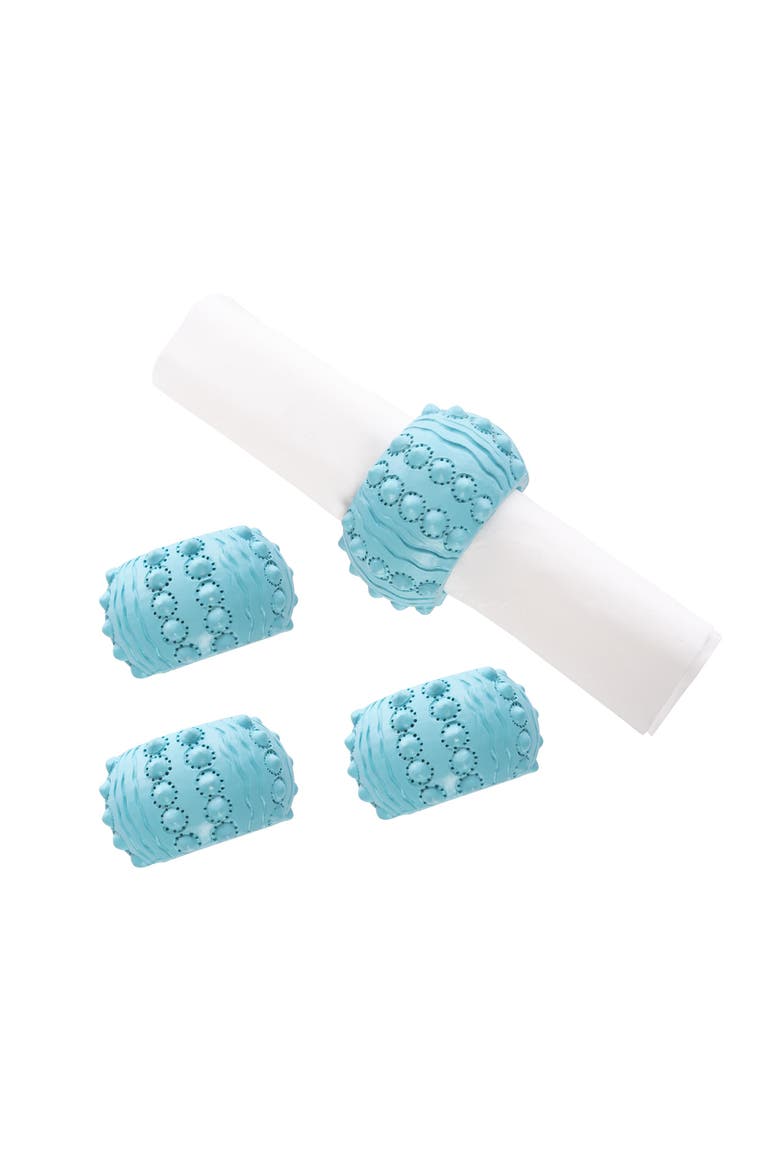 Aqua Sea Urchin Napkin Rings Set of 4, Main, color, Blue