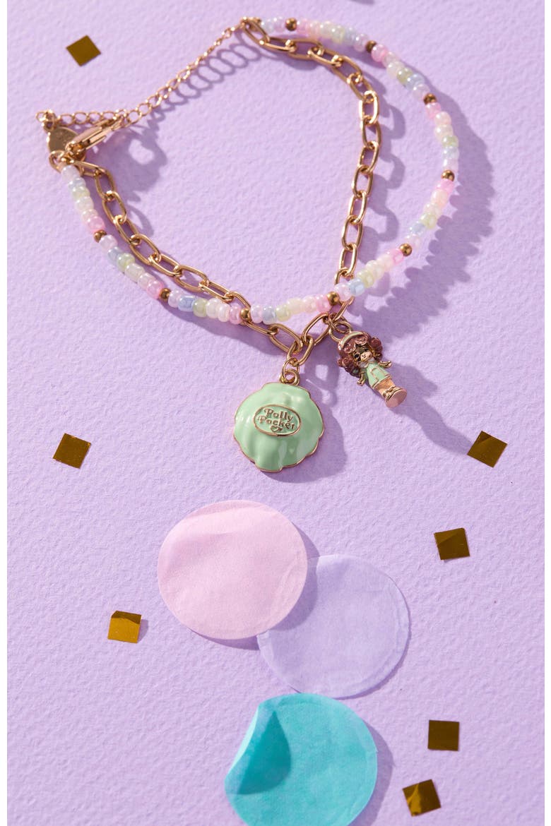 Polly Pocket 2 Row Charm Bracelet, Alternate, color, Gold