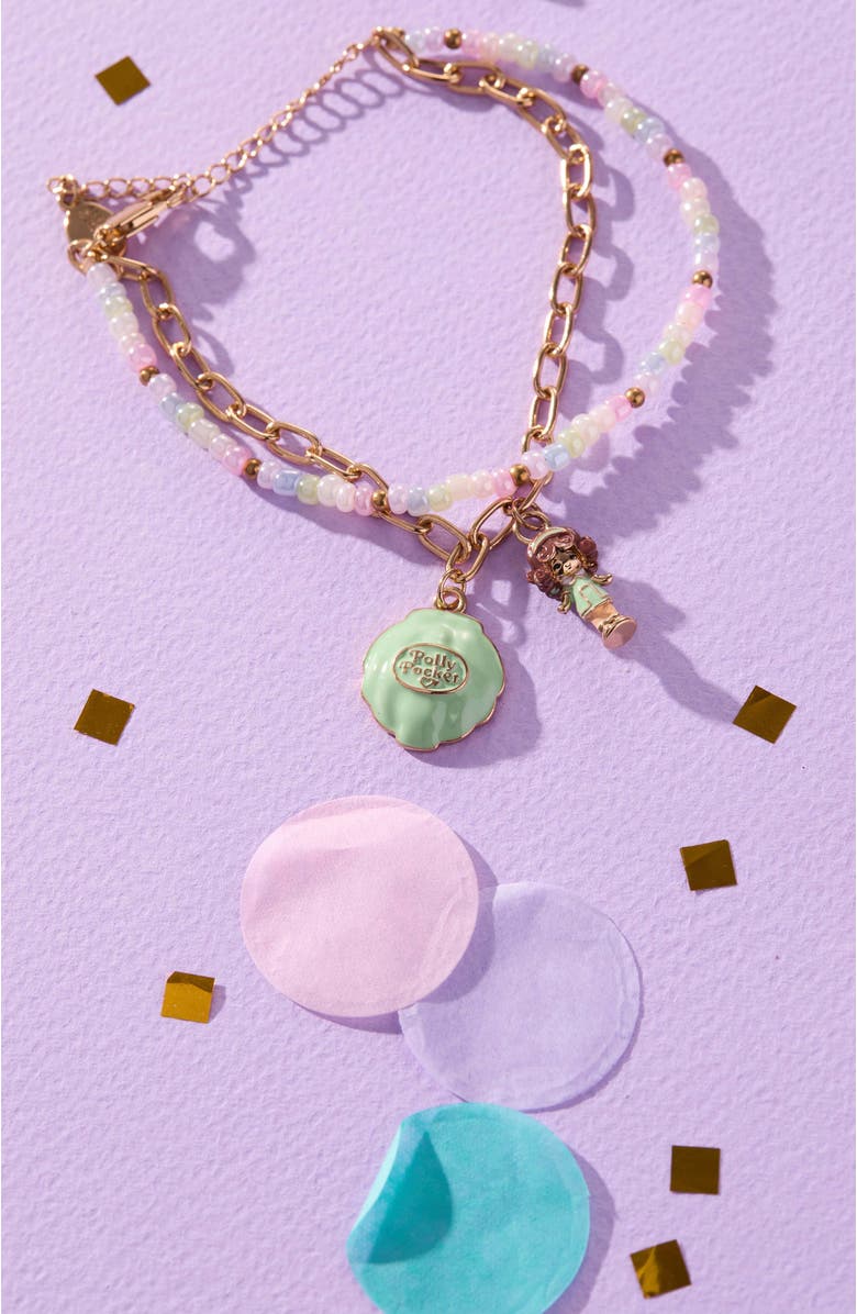 Alex and Ani Polly Pocket 2 Row Charm Bracelet, Alternate, color, Gold