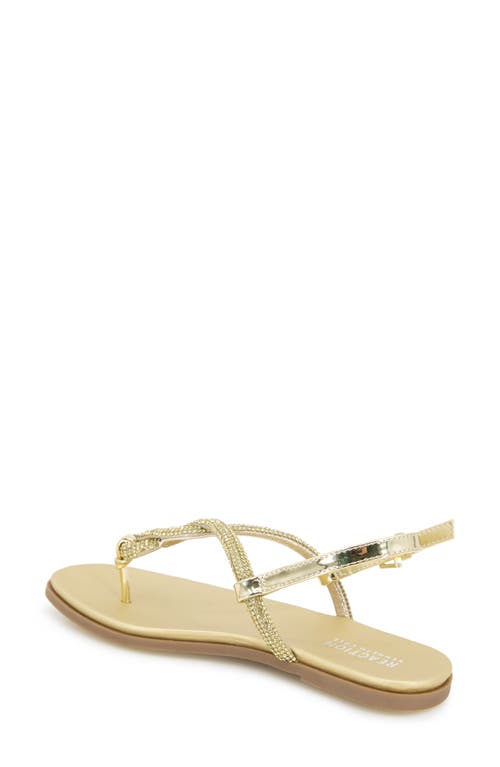 Reaction Kenneth Cole Whitney Crystal Strap Flat Sandal In Gold Jewel