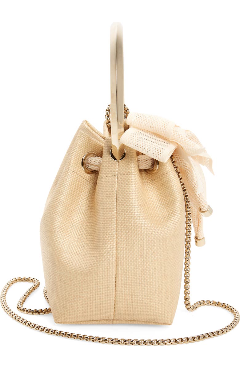 Jimmy Choo Bon Bon Bow Raffia Bucket Bag, Alternate, color,