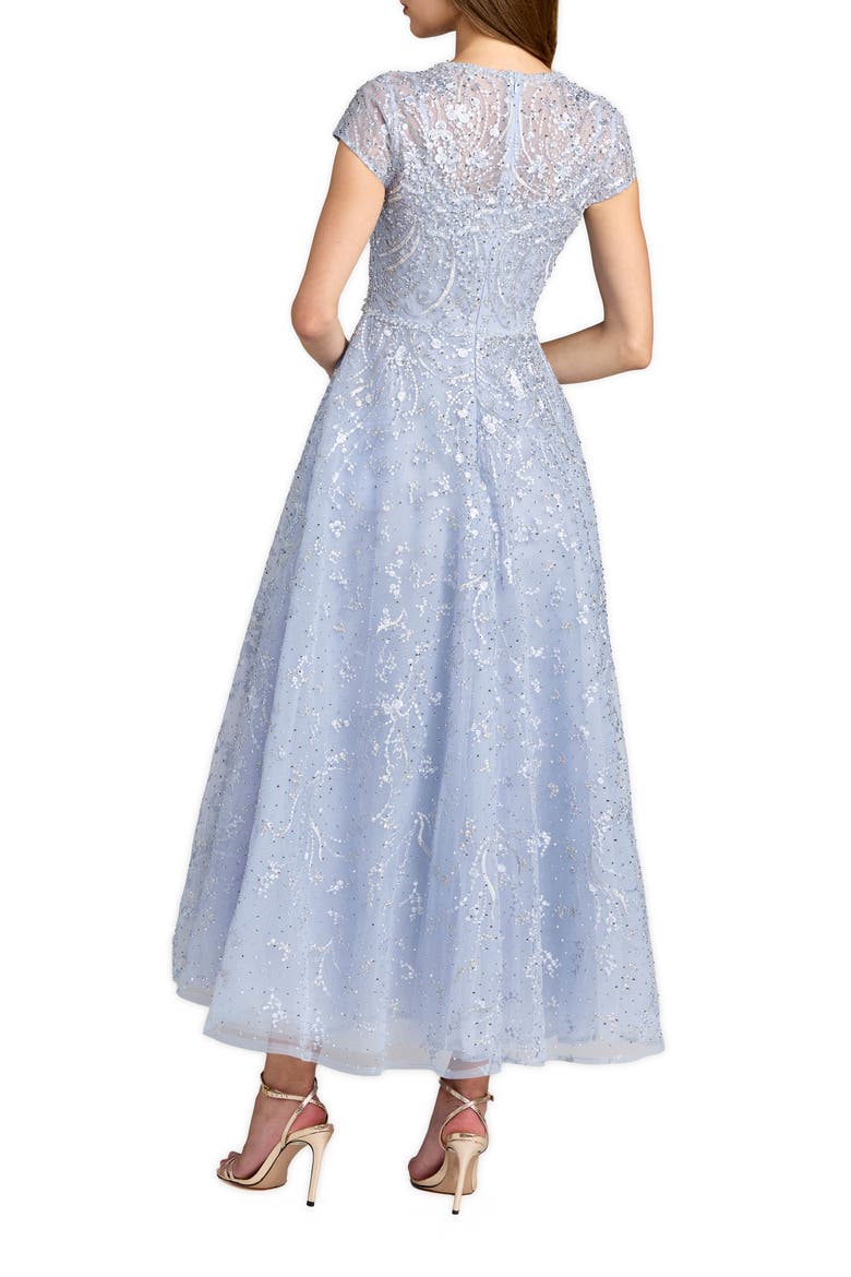 Embellished High Neck Cap Sleeve A Line Dress, Alternate, color, Powder Blue