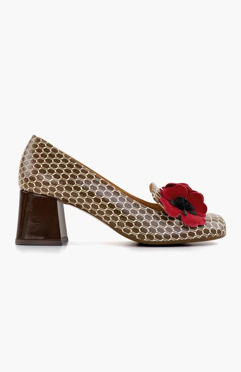 MUKAI49 Geometric print mixed-material leather shoes