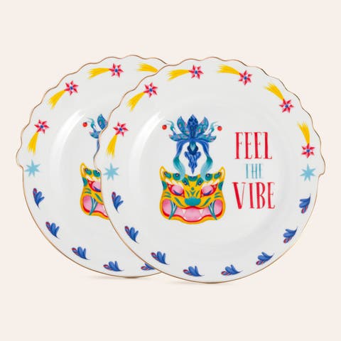 Luohu Porcelain Cake Plate Vibe 8 In Set Of 3