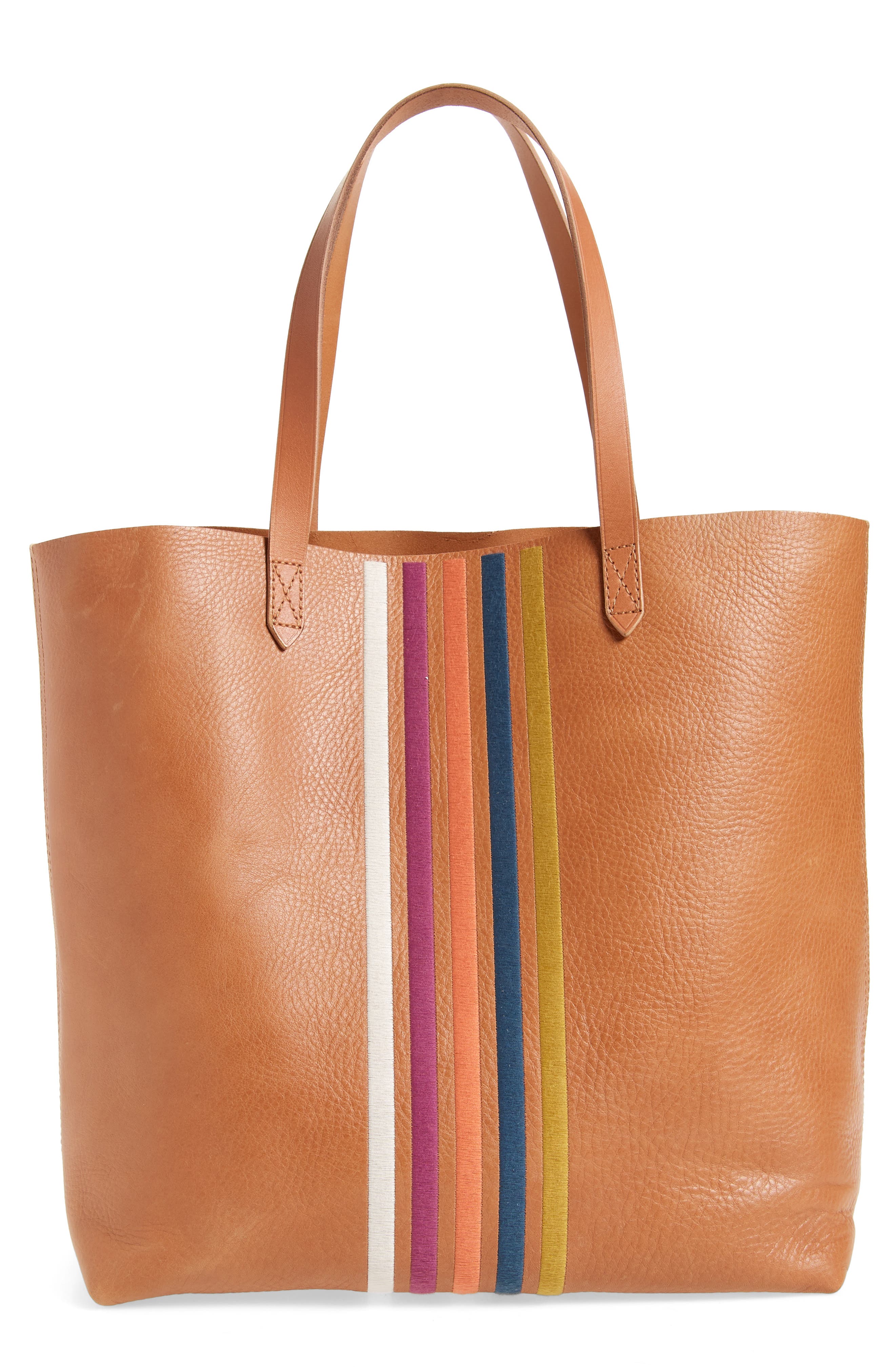 Madewell The Transport Stripe Embroidered Tote, Main, color, 