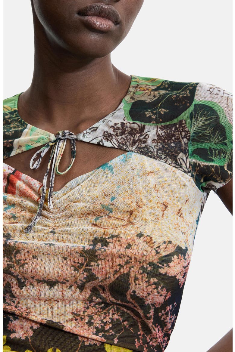 Cutout Mesh T-Shirt, Alternate, color, GREEN