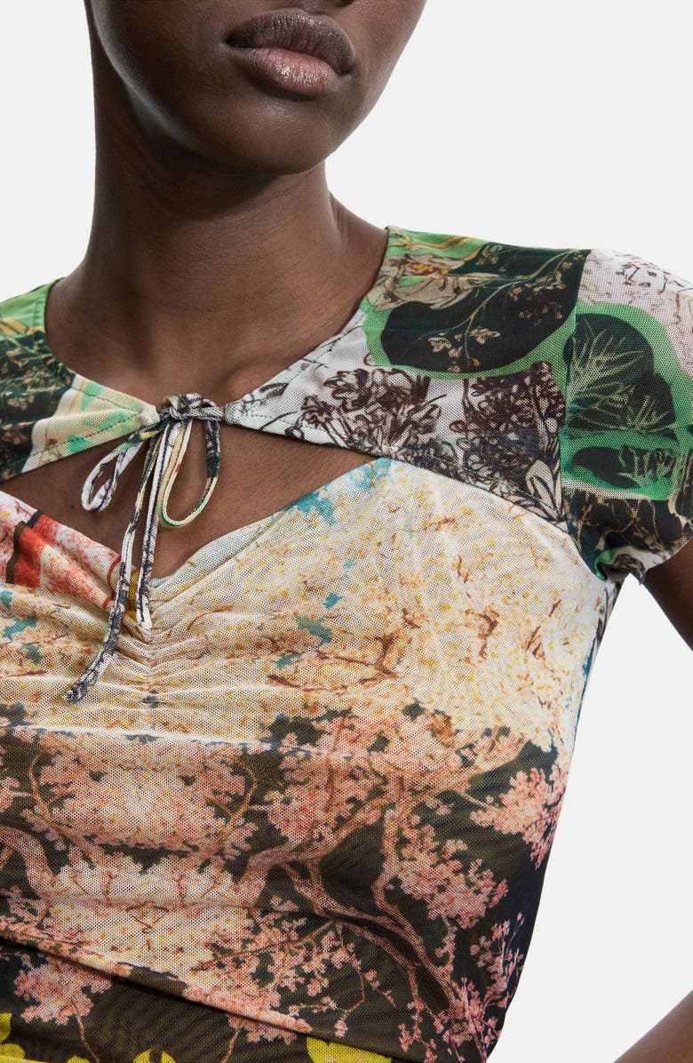 Desigual Cutout Mesh T-Shirt, Alternate, color, 
