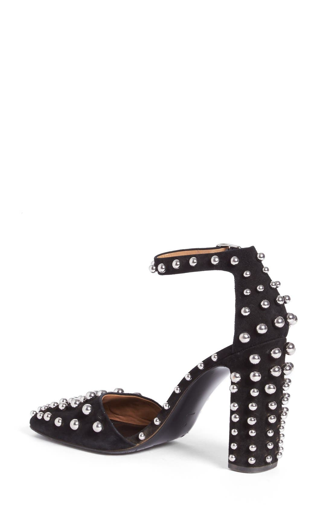'Elise' Studded Pump, Alternate, color, BLACK LEATHER