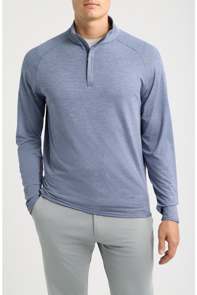 Crown Crafted Stealth Stripe Performance Quarter Zip Pullover, Main, color, NAVY