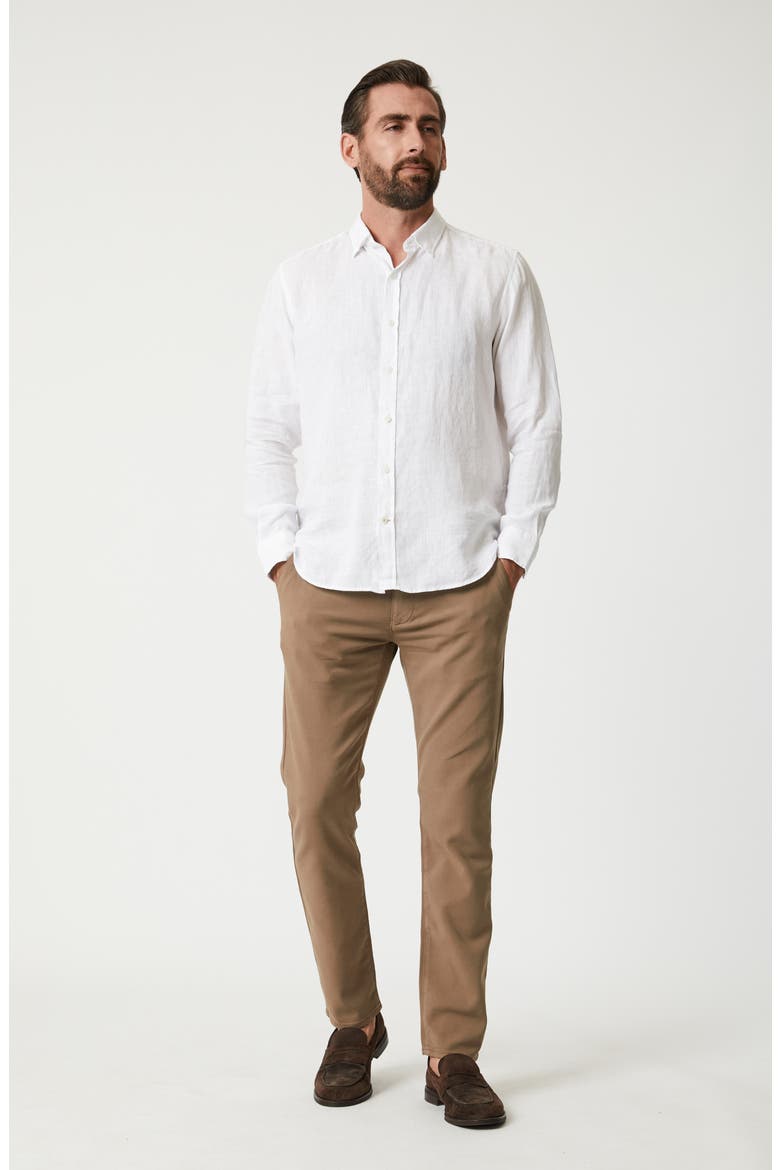 Linen Chambray Button-Up Shirt, Alternate, color, BRIGHT WHITE