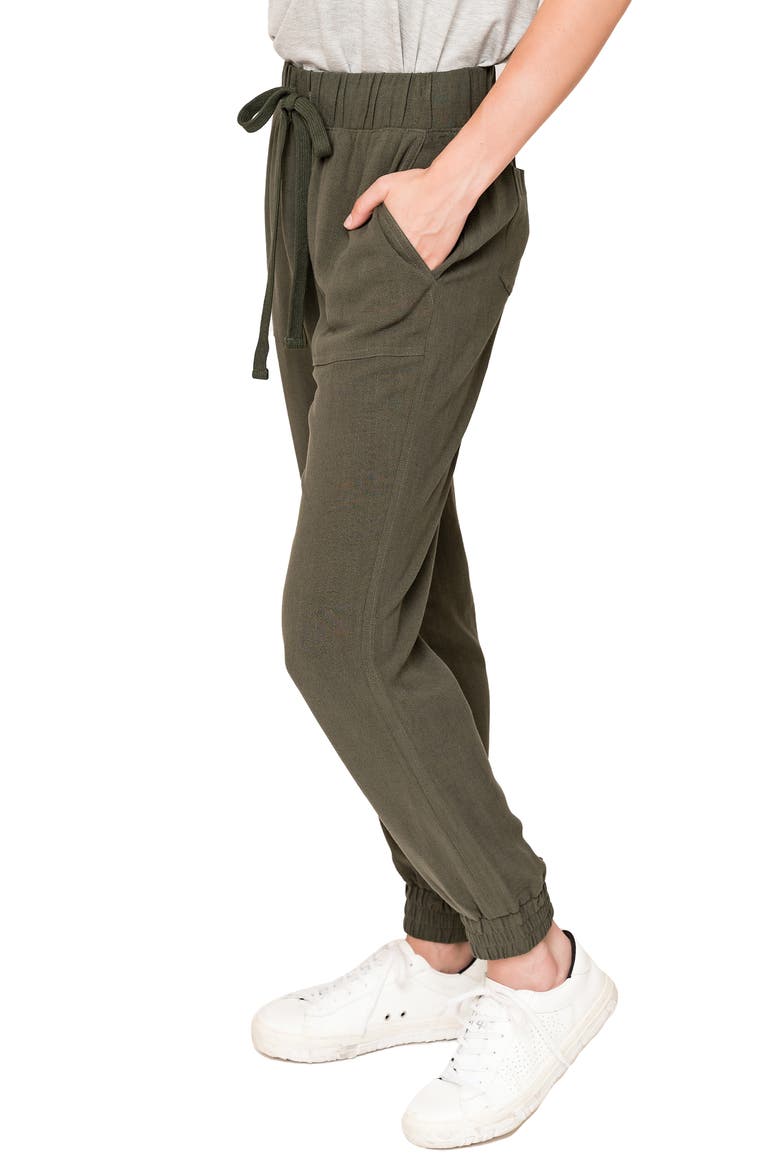 Linen Joggers, Alternate, color, OLIVE