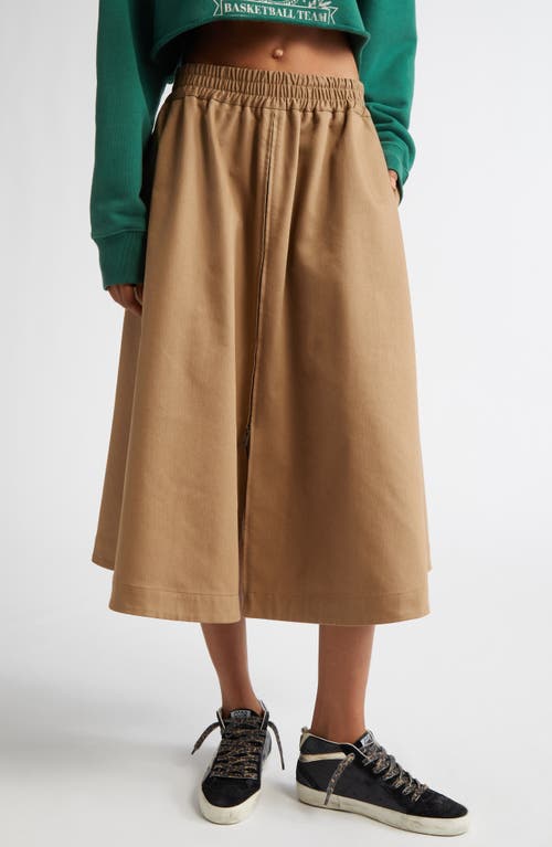 Golden Goose Midi Circle Skirt In Khaki Beige