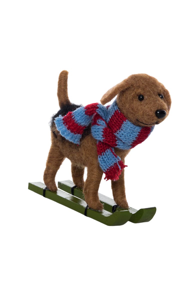 Dog On Skis Figurine, Main, color, Blue