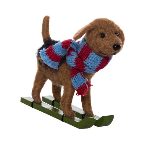 Dog On Skis Figurine