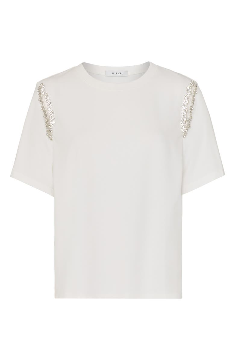 Milly Avril Crystal Trim T-Shirt, Alternate, color, 