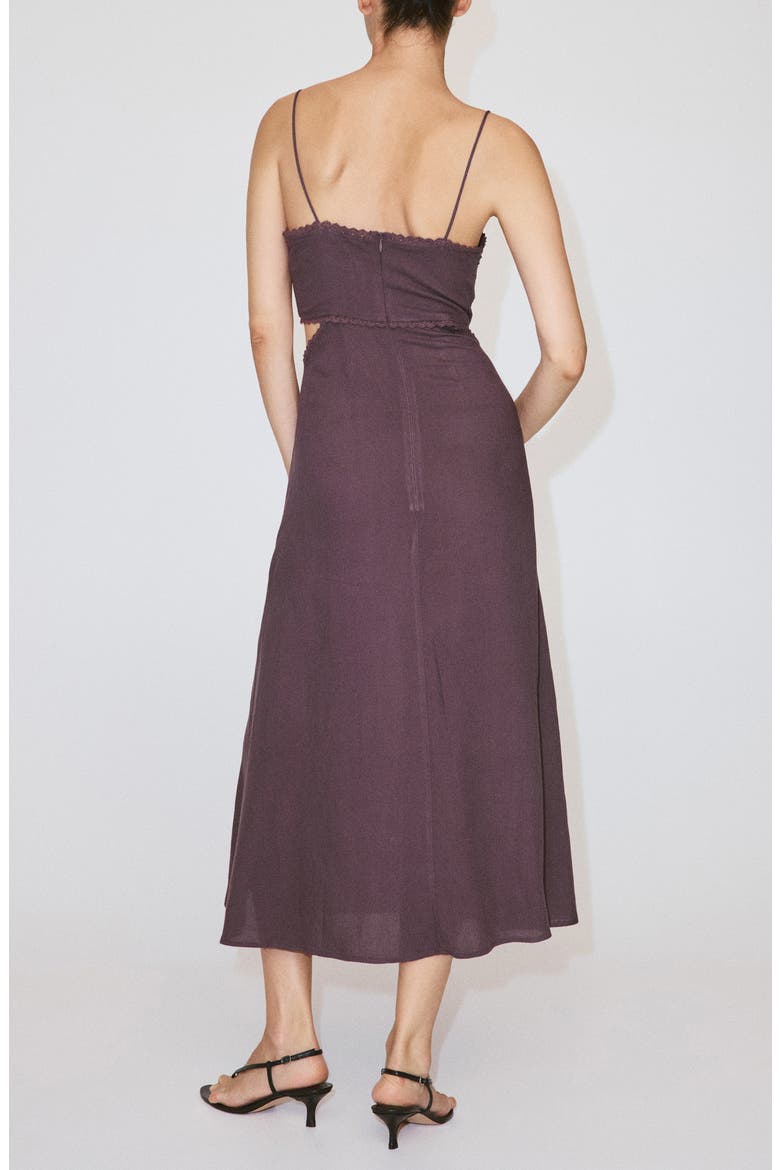 Embroidered Beaded Linen Blend Dress, Alternate, color, PLUM