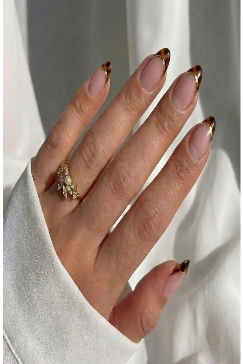 Tortoise Shell Almond Press On Nails, Alternate, color, Tortoise Shell
