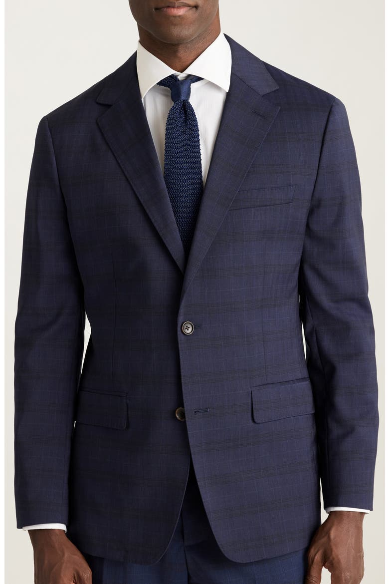 Jetsetter Plaid Virgin Wool Suit Jacket, Main, color, 4320/ 0030 NAVY GLEN PLAID