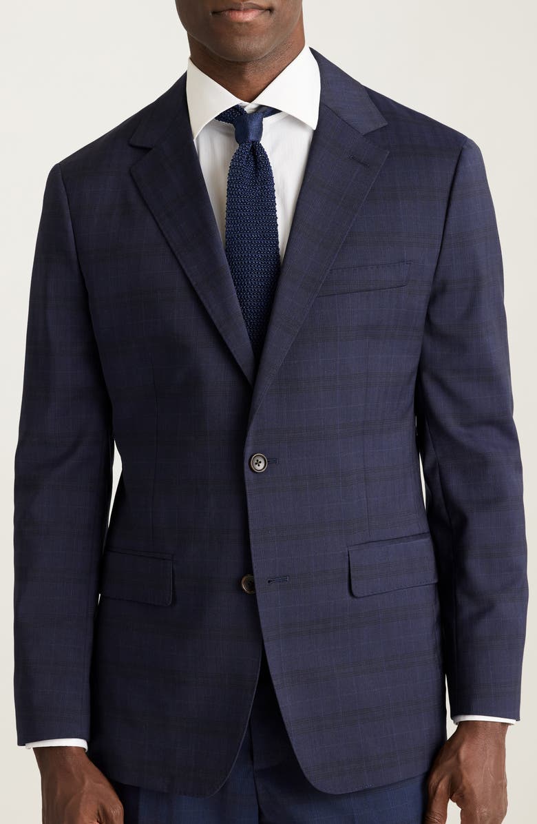 Bonobos Jetsetter Plaid Virgin Wool Suit Jacket, Main, color, 4320/ 0030 Navy Glen Plaid
