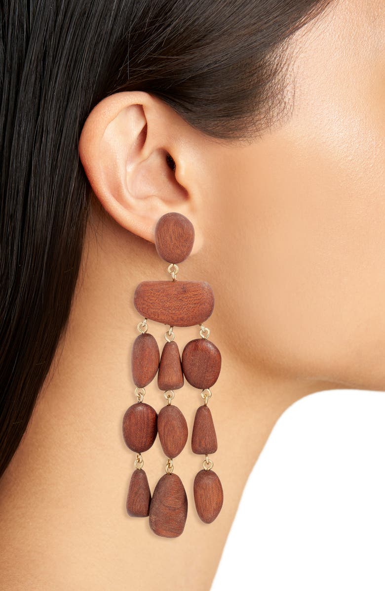 Cult Gaia Tallulah Wood Chandelier Earrings, Alternate, color, 