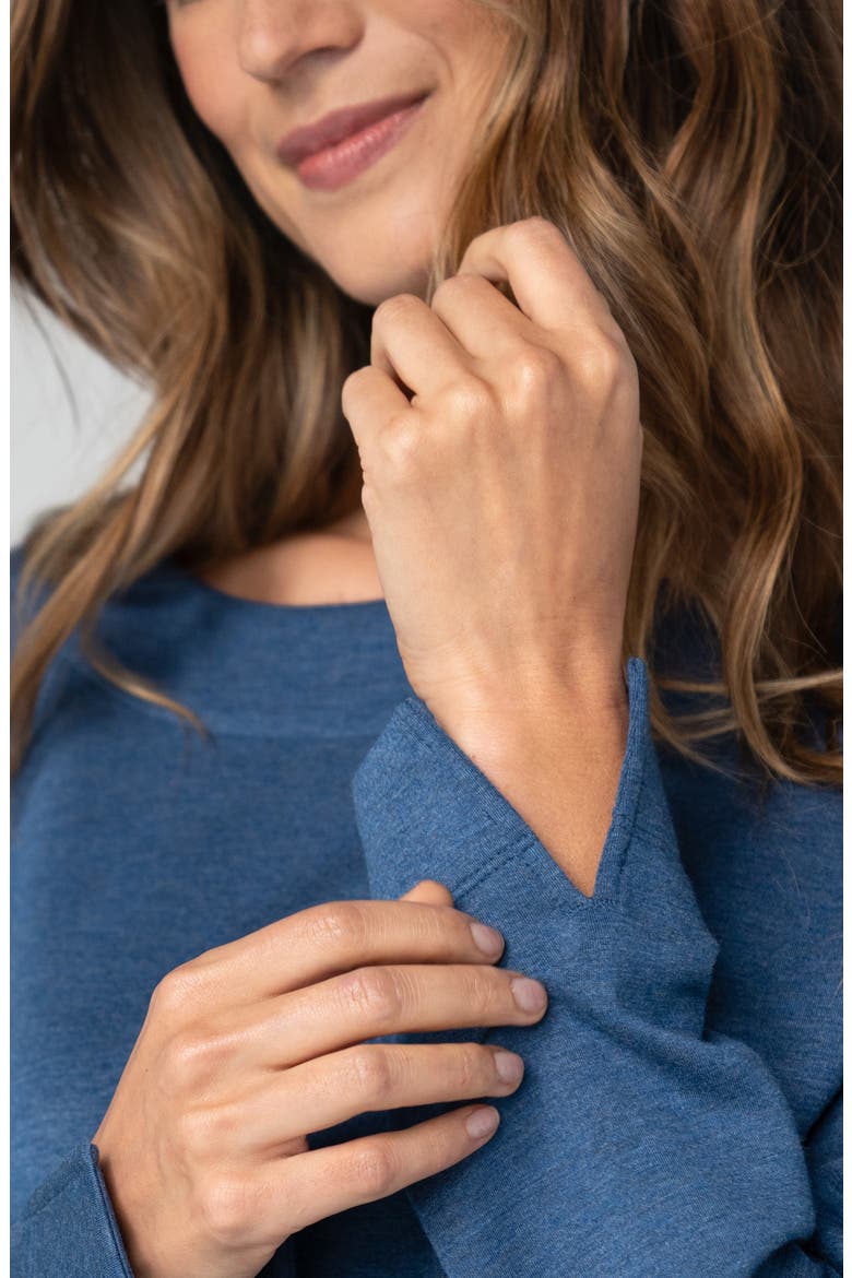 Long Sleeve Bateau Neck Top, Alternate, color, HEATHERED NAVY