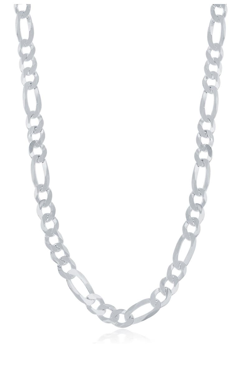 SIMONA Rhodium Plated Sterling Silver 5.8mm Figaro Chain Necklace, Main, color, 
