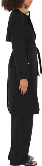 Burberry Long Check Collar Gabardine Trench Coat | Nordstrom