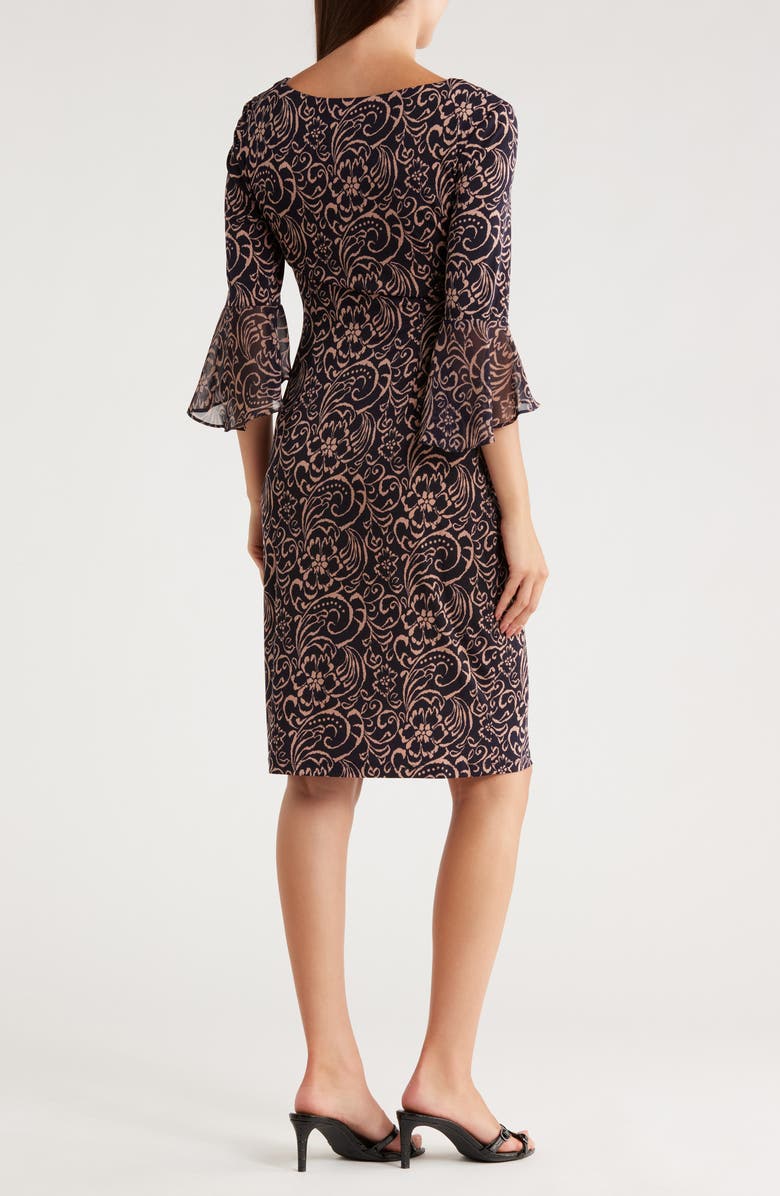 Connected Apparel Faux Wrap Dress, Alternate, color, Ink