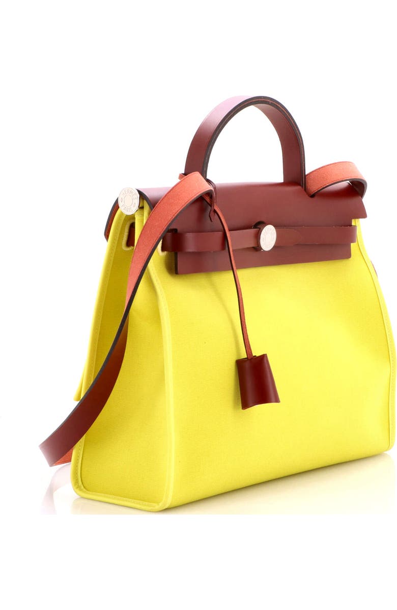 Pre-Owned Hermes Herbag Zip Leather and Toile 31, Alternate, color, Lime