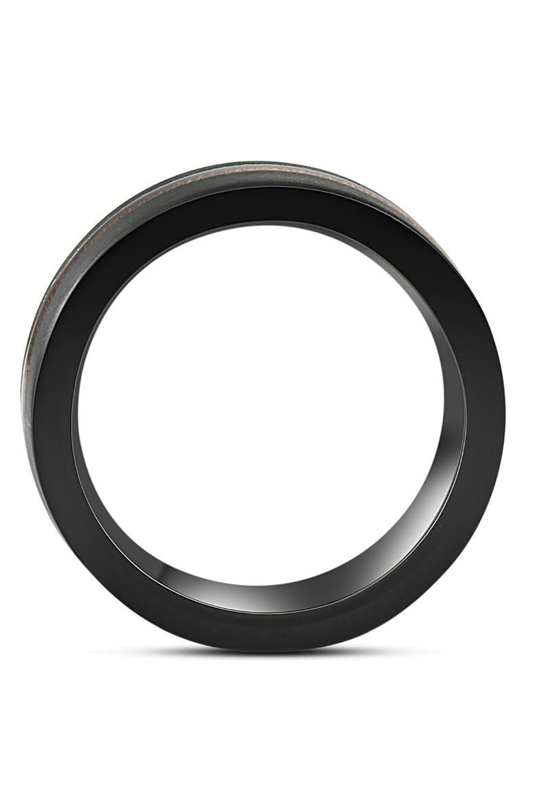 Men's Brushed Tungsten & Genuine Wood 8mm Ring Wedding Band, Alternate, color, Black Tungsten