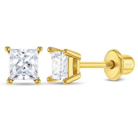 My First Princess Solitaire Plated Earrings